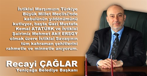 Belediye Başkanımız Recayi Çağlar 12 Mart Kutlama Mesajı Yayımladı